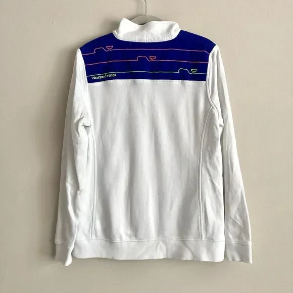 Vineyard Vines Womens Pullover 1/4 Zip Fleece Jacket Back Detail Sz Small White - Picture 8 of 12